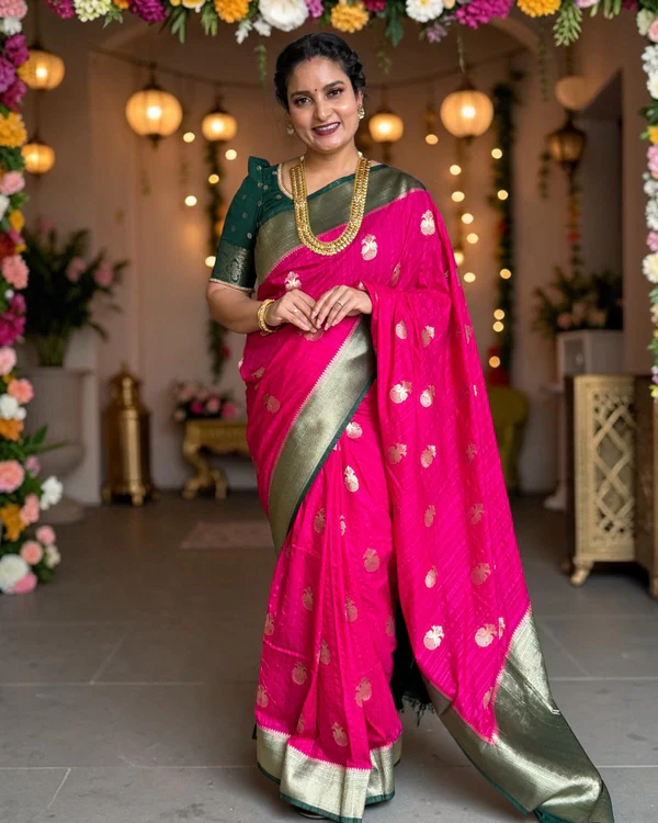 Embossed Crepe Georgette (Gandaberunda Motifs)