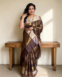 Banarasi Soft Silk (Leaf Motifs & Rich Border) thumbnail 2