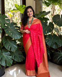 Banarasi Khadi Georgette (Neem Jari, Mango Border) thumbnail 1