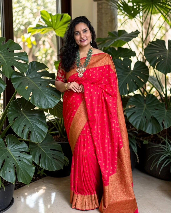 Banarasi Khadi Georgette (Neem Jari, Mango Border)