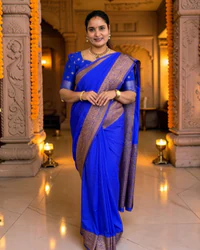 Banarasi Khadi Georgette (Mango Border, Rich Pallu & Blouse) thumbnail 1