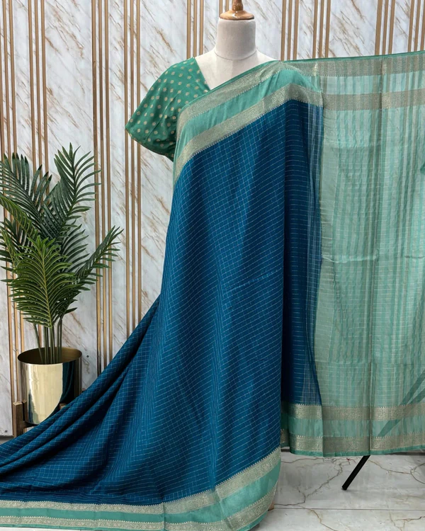 Georgette Crepe (Checks with Buttas Blouse)