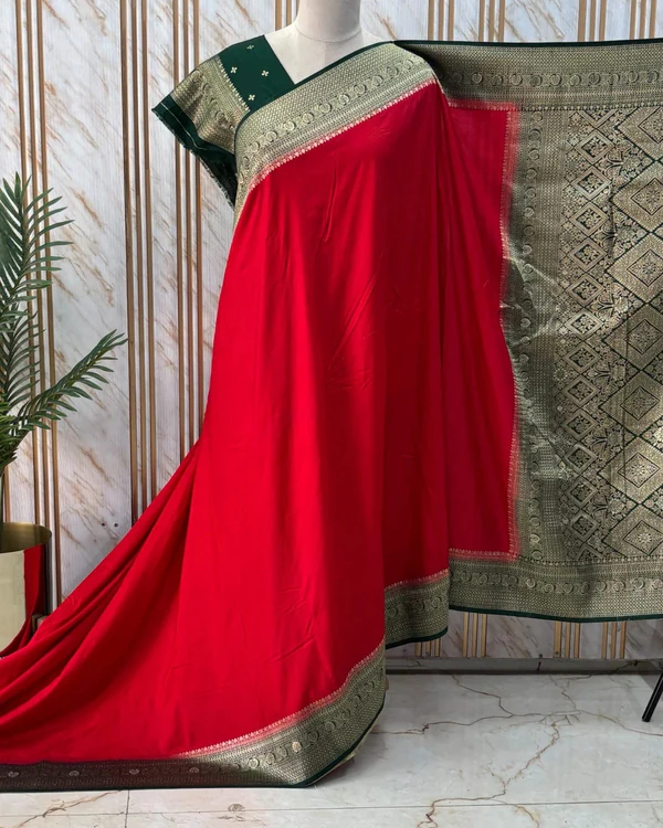 Banarasi Dola Saree (Floral Border, Rich Pallu D3)