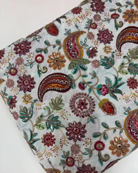 Kalamkari Blouse Fabric (Mango Floral Position Print & Work) thumbnail 1