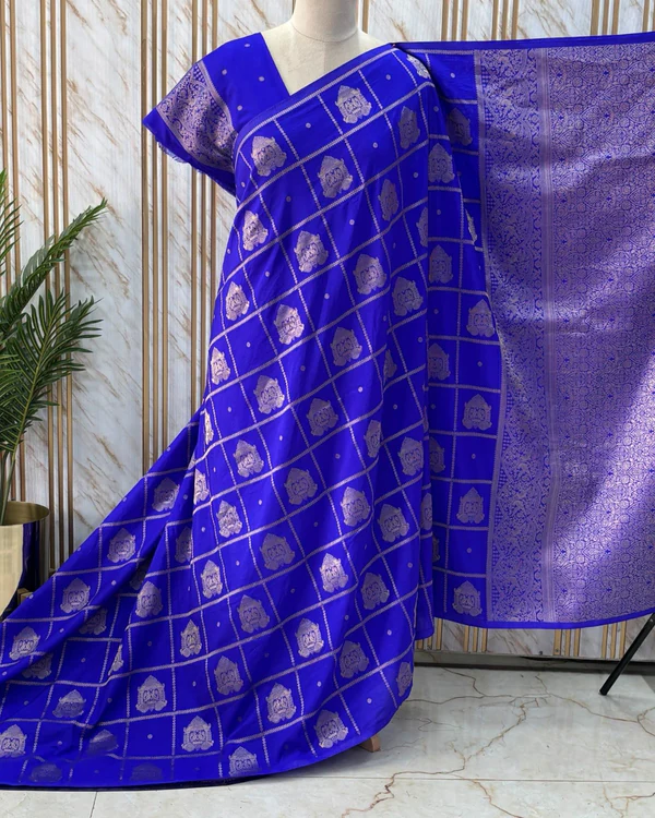 Semi Mysore Crepe (Borderless, Big Checks & Buttas)