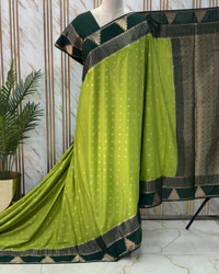Semi Mysore Crepe (Temple Border & Grand Pallu) thumbnail 3