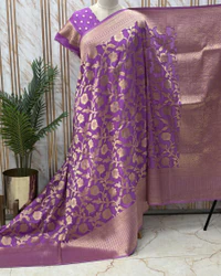 Georgette Crepe (Floral Jaal, Grand Pallu) thumbnail 3