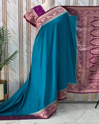 Banarasi Dola Saree (Floral Border, Rich Pallu D1) thumbnail 2