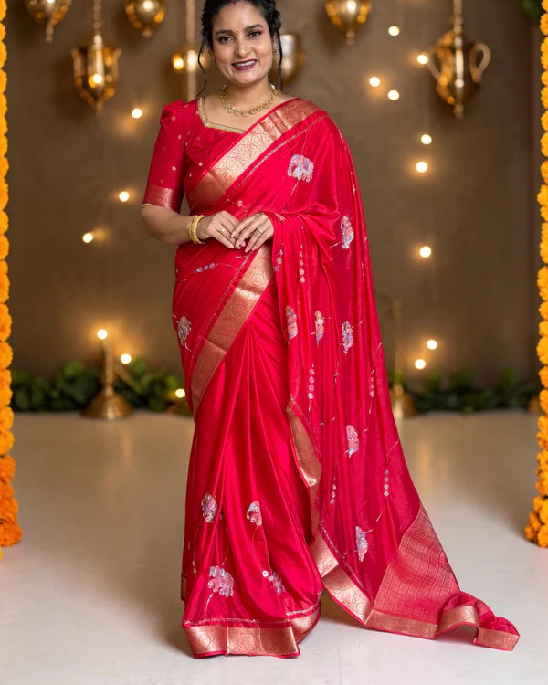Chinnon Saree (Elephant Embroidery & Pipe Work)