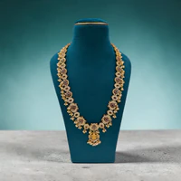 Jadau Kundan Kemp Stones (Lakshmi Pendant, Long Haram) thumbnail 1