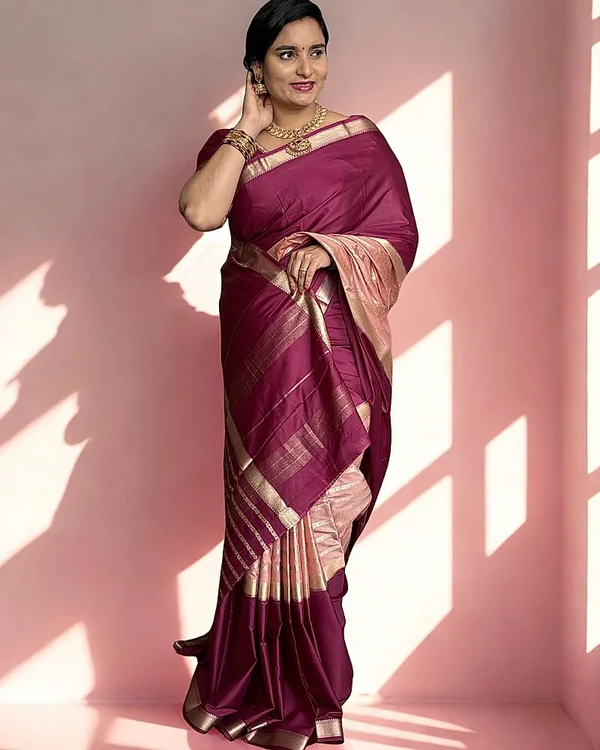 Semi Mysore Crepe (Contrast, 2D, Horizontal Lines)