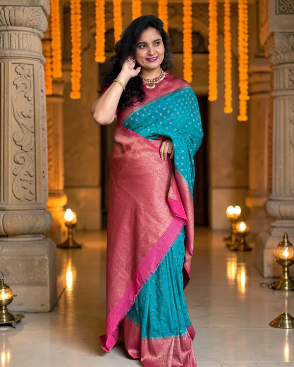 Banarasi Khadi Georgette (Motifs and Floral Border)