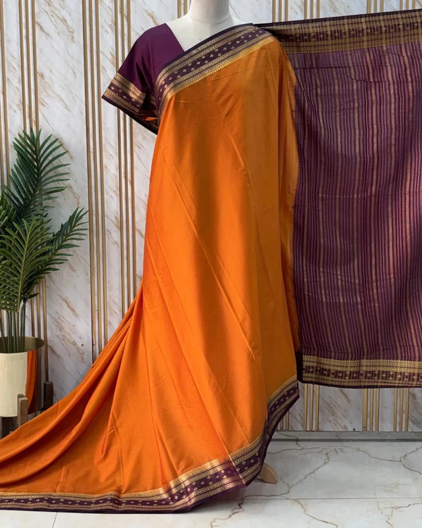 Semi Mysore Crepe (Contrast, Bentex with Floral Motifs Border)