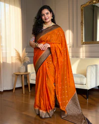 Banarasi Khadi Georgette (Floral Motifs and Mango Border) thumbnail 1