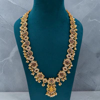 Jadau Kundan Kemp Stones (Lakshmi Pendant, Long Haram) thumbnail 3