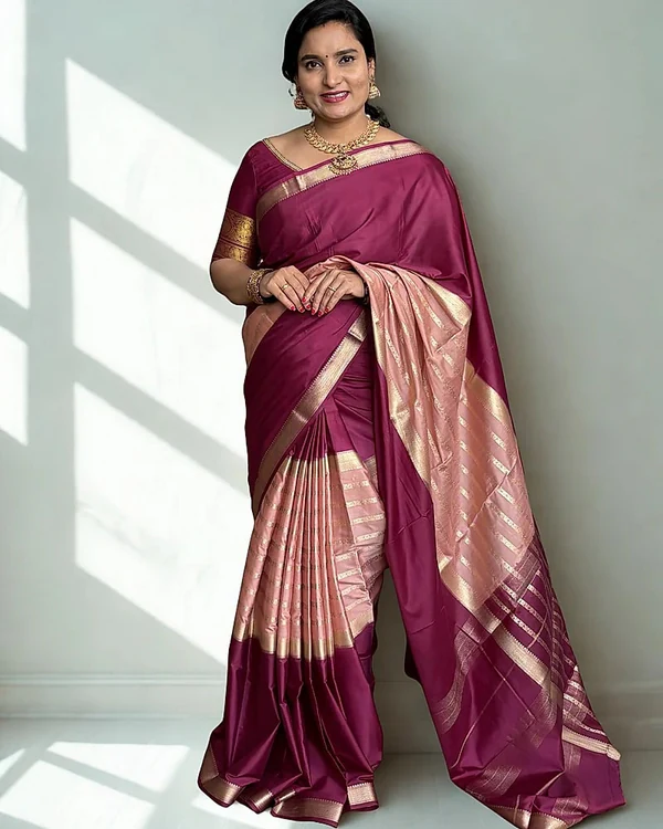 Semi Mysore Crepe (Contrast, 2D, Horizontal Lines)