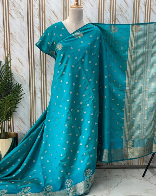 Tussar Saree (Borderless, Peacock)