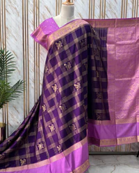 Semi Mysore Crepe (Checks, Gandabherunda Bentex) thumbnail 2
