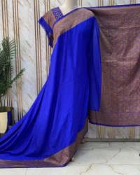Banarasi Khadi Georgette (Mango Border, Rich Pallu & Blouse) thumbnail 3