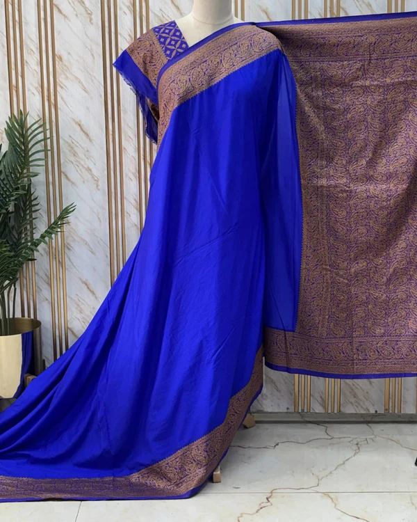 Banarasi Khadi Georgette (Mango Border, Rich Pallu & Blouse)