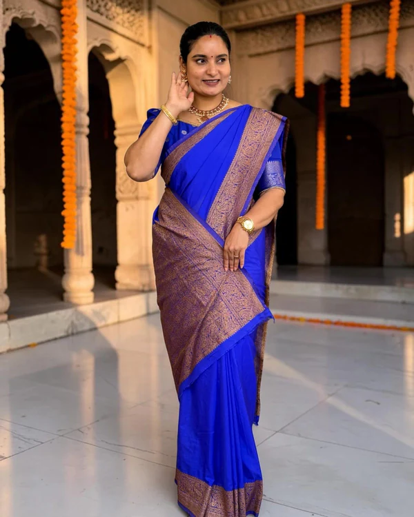 Banarasi Khadi Georgette (Mango Border, Rich Pallu & Blouse)