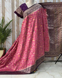 Banarasi Dola (Jal Pattern and Floral Border) thumbnail 3