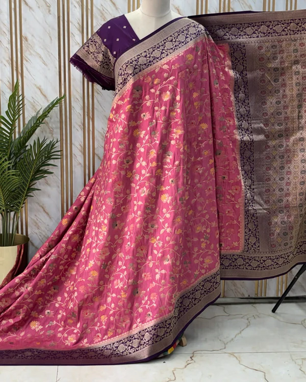Banarasi Dola (Jal Pattern and Floral Border)