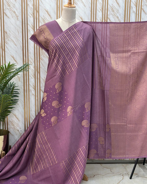 Semi Mysore Crepe (Borderless, Checks, Lines, and Flowers)