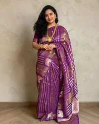 Viscose Saree (Borderless, Elephant Motifs) thumbnail 1