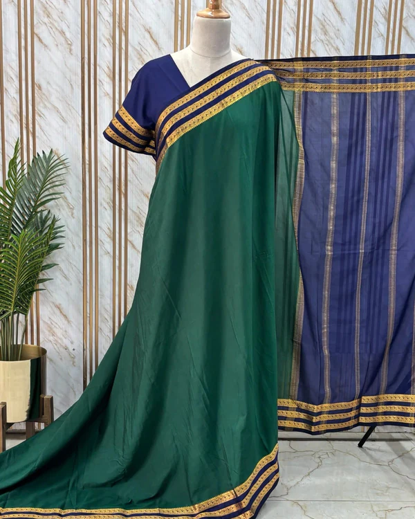 Semi Mysore Crepe (3 Lines Mango Border)