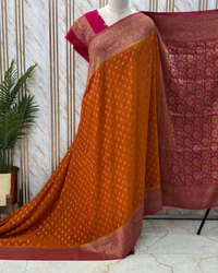 Banarasi Khadi Georgette (Motifs, Floral Border and Pallu) thumbnail 3
