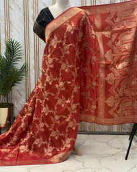 Banarasi Viscose Saree (Jaal, Contrast Blouse) thumbnail 2