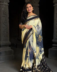 Semi Mysore Crepe (Big Flowers Digital Print) thumbnail 1