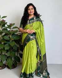 Semi Mysore Crepe (Temple Border & Grand Pallu) thumbnail 1