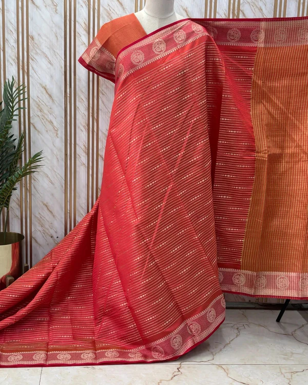Tussar Saree (Diamond Shaped Horizontal Lines)