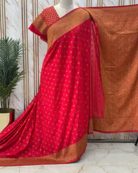 Banarasi Khadi Georgette (Neem Jari, Mango Border) thumbnail 3