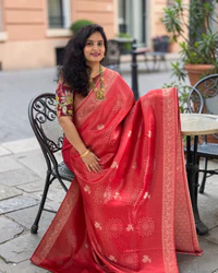 Satin Saree (Self, Bird Motifs) thumbnail 1