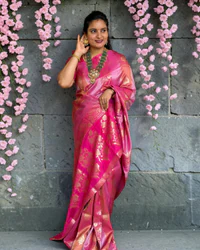 Pure Viscose Saree (Floral Shimmery Horizontal Lines) thumbnail 2