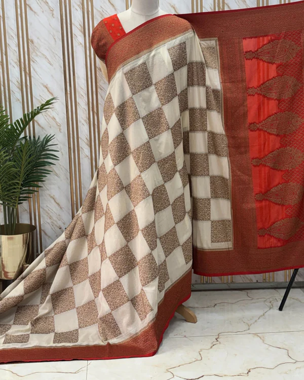 Banarasi Khadi Georgette (Square Motifs)