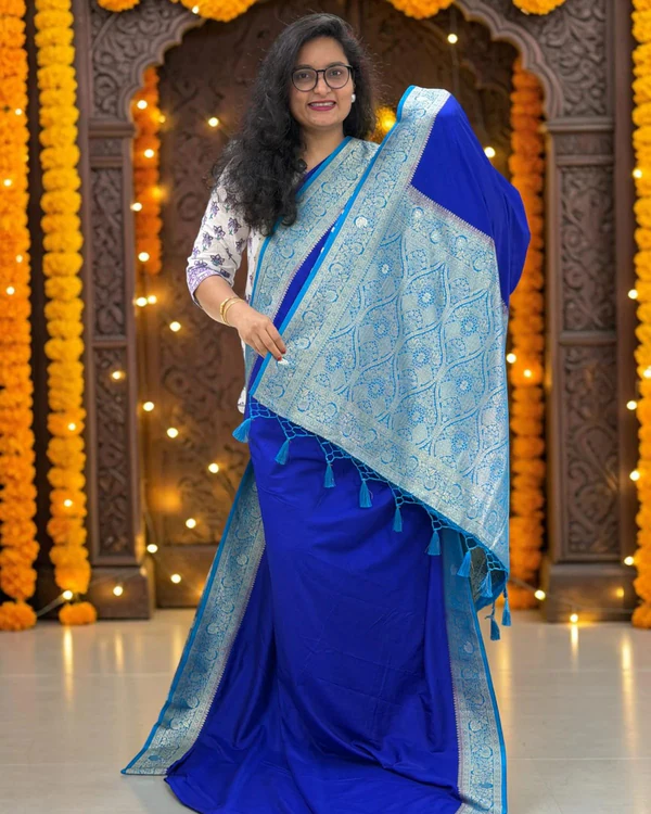 Banarasi Dola Saree (Floral Border, Rich Pallu D2)