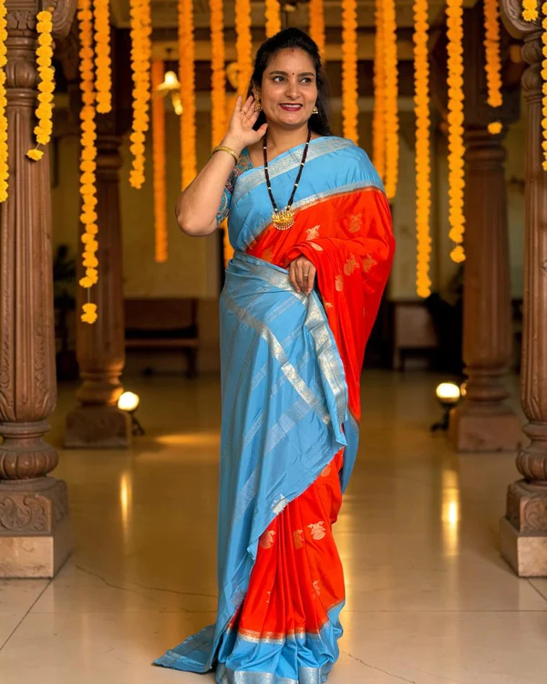 Semi Mysore Crepe (Gandabherunda Motifs with Bentex Border)