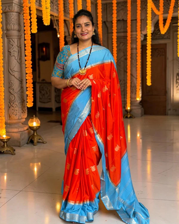 Semi Mysore Crepe (Gandabherunda Motifs with Bentex Border)