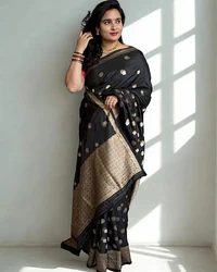 Viscose Silk Saree (Dots Motifs and Contrast Blouse) thumbnail 2