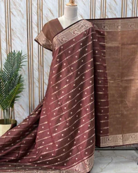 Semi Tussar (Horizontal Line Floral Diamond Border) thumbnail 2