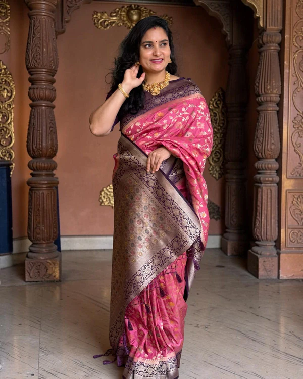 Banarasi Dola (Jal Pattern and Floral Border)