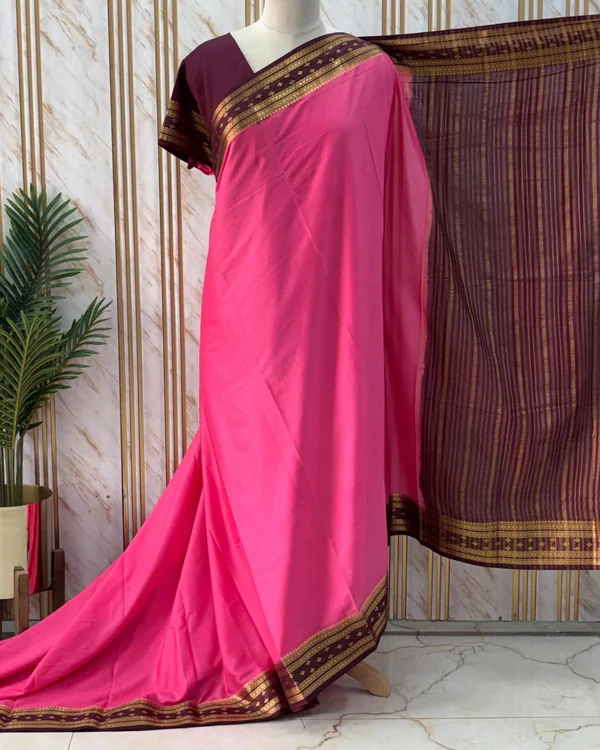 Semi Mysore Crepe (Contrast, Bentex with Floral Motifs Border)