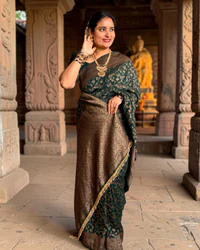Banarasi Khadi Georgette (Premium, Jaal with Deer Border) thumbnail 2