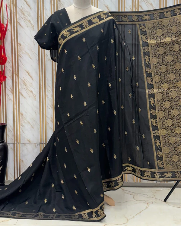 Viscose Saree (Elephant and Deer Border)