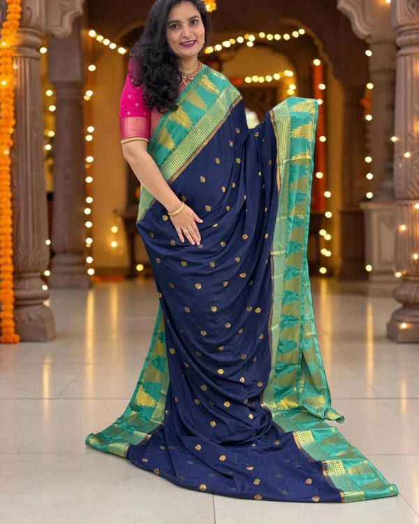Semi Mysore Crepe (Motifs, Temple Border)
