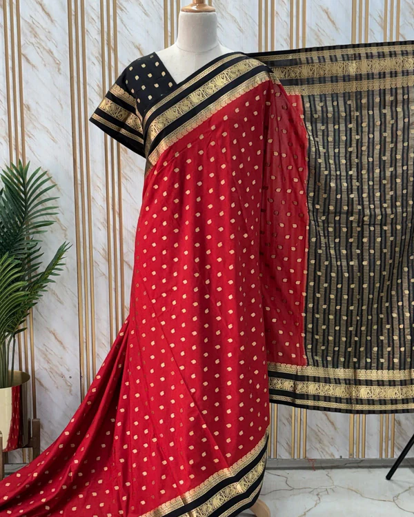 Semi Mysore Crepe (Motifs, Elephant and Mayuri Bentex Border)